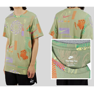 NIKE Sportswear FESTIVAL T Shirt Men Extra Large Green FB9780-386 All Over Print